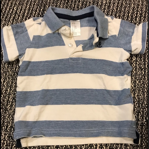3/$15 H&M Baby Striped Polo Shirt 6-9 mo - Picture 2 of 11
